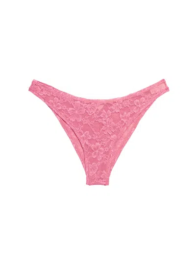 Fleur Du Mal Le Stretch Floral-lace Detailed Thong In Pink Cadillac
