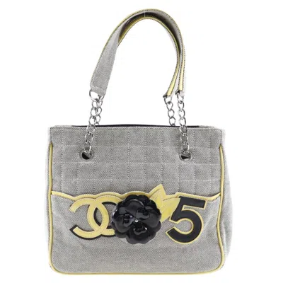 Pre-owned Chanel Camellia Grey Canvas Tote Bag ()