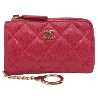 Pre-owned Chanel Matelassé Pink Leather Wallet  ()