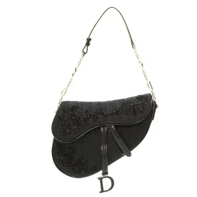 Dior Saddle Black Canvas Shoulder Bag ()
