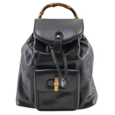 Gucci Bamboo Black Leather Backpack Bag ()