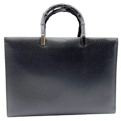 Gucci Bamboo Black Leather Tote Bag ()