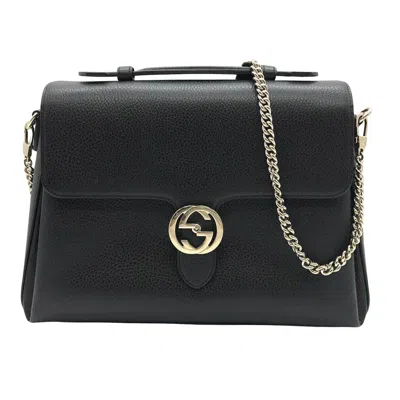 Gucci Interlocking Black Leather Shoulder Bag ()