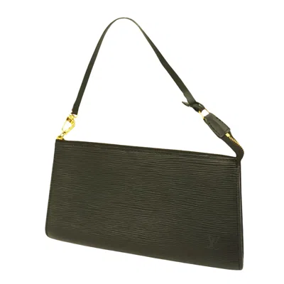 Pre-owned Louis Vuitton Pochette Accessoires Black Leather Clutch Bag ()