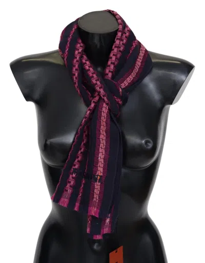 Missoni Elegant Striped Wool Scarf In Black And Men's Pink