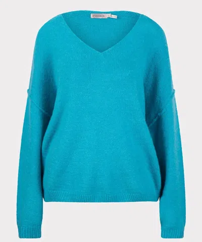 Esqualo V Neck Sweater In Peacock Blue In Multi
