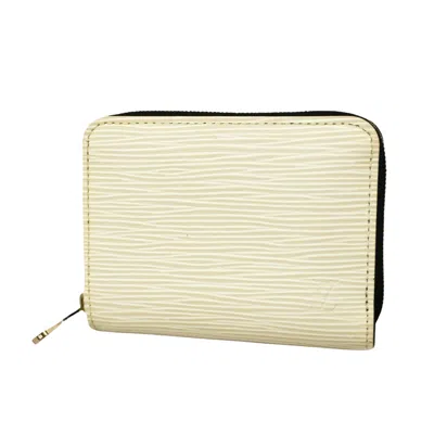 Pre-owned Louis Vuitton Zippy Coin Purse Leather Wallet () In White