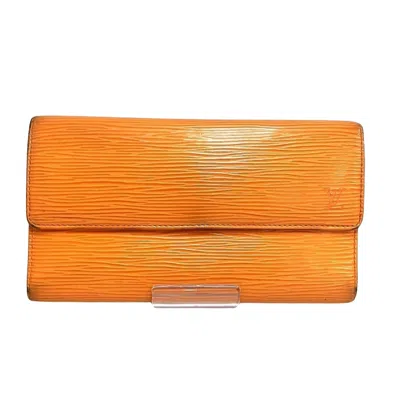 Pre-owned Louis Vuitton Trésor Leather Wallet () In Orange