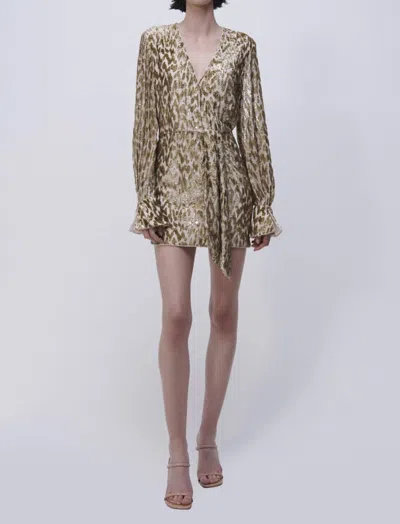 Jonathan Simkhai Camryn Metallic Burnout Long Sleeve Mini Dress In Gold