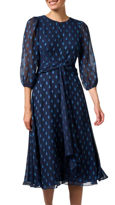 Shoshanna Melrose Chiffon Dress In Navy Blue
