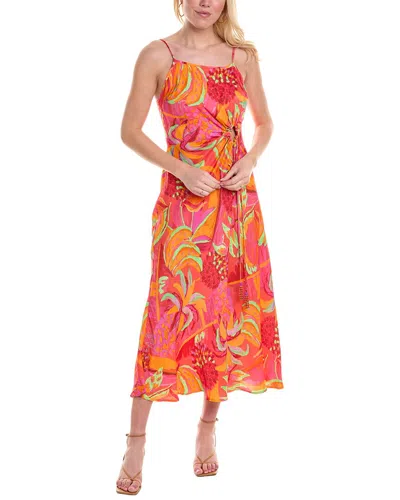 Farm Rio Fruit Brush Cutout Midi Dress In Red