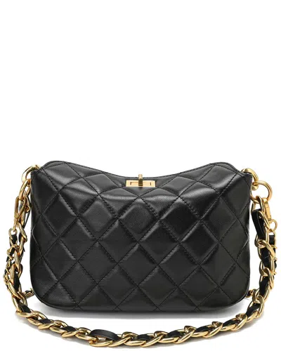 Tiffany & Fred Paris Quilted Leather Shoulder Bag In Black