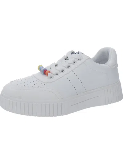 Katy Perry The Skatter Bead Womens Faux Leather Lifestyle Skate Shoes In White