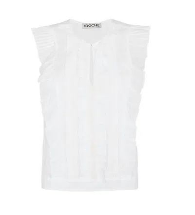 St. Roche Cotton Ruffle Top In White