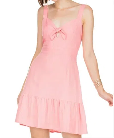 Jade Front Tie Fitted Sundress In Flamingo In Pink