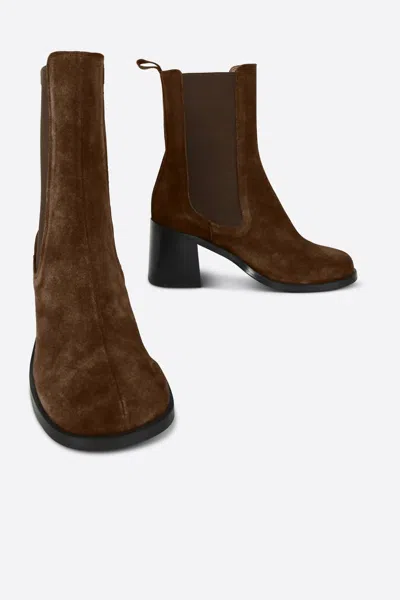 Intentionally Blank Fernando Heeled Suede Boot In Brown