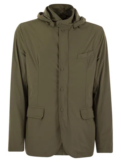 Herno Technical Fabric Jacket With Hood In Military Green
