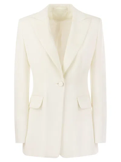 Max Mara Plinio Single Breasted Cady Tuxedo Jacket In White