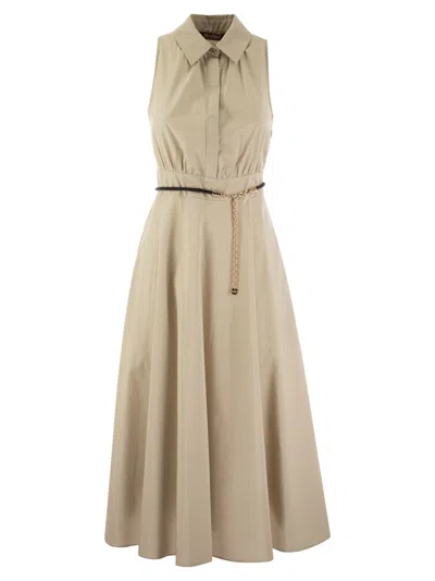Max Mara Studio Button Detailed Sleeveless Dress In Beige