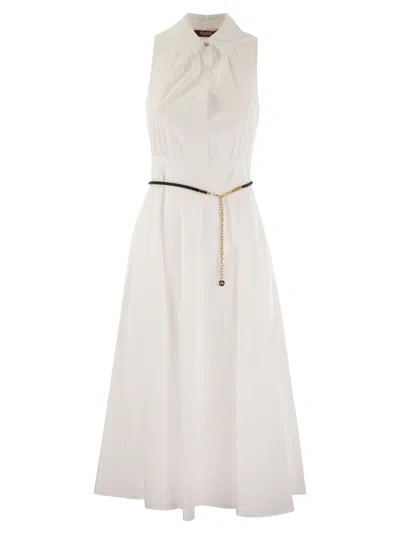 Max Mara Studio Button Detailed Sleeveless Dress In White
