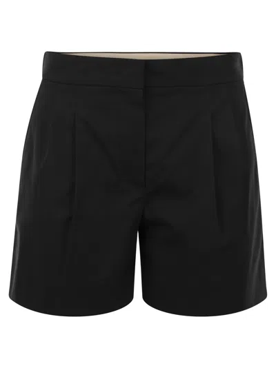 Max Mara Studio Adria Cotton Gabardine Shorts In Black