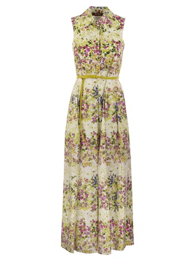 Max Mara Studio Floral Printed Sleeveless Dress In Multi
