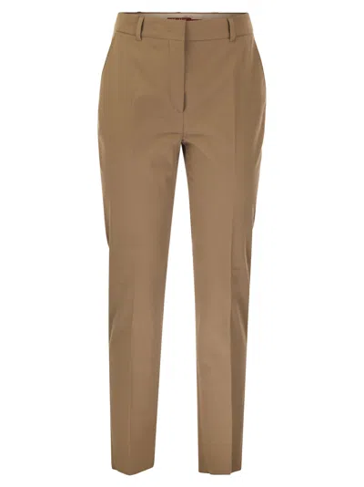 Max Mara Studio Stemma Cotton Cigarette Trousers In Leather