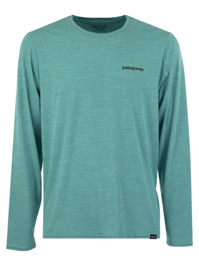 Patagonia Long-sleeved T-shirt With Logo In Water Green
