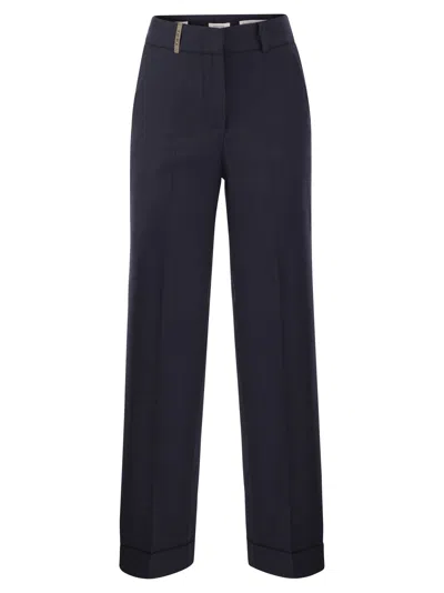 Peserico Stretch Viscose-blend Canvas Trousers In Blue