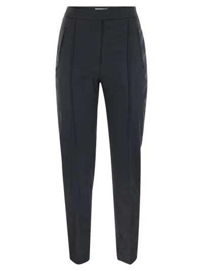 Pt Pantaloni Torino Frida Cotton And Silk Trousers With Pleat In Black