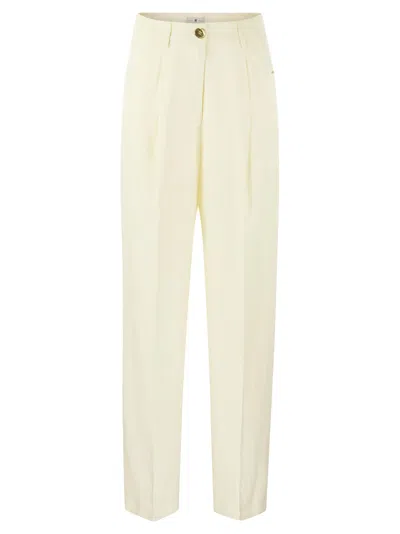 Pt Pantaloni Torino Gabrielle Viscose And Linen Trousers In White