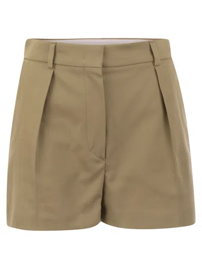 Sportmax Unico Washed Cotton Shorts In Sand