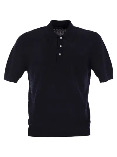 Tagliatore Knitted Cotton Polo Shirt In Blue