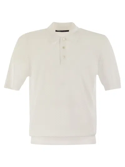 Tagliatore Knitted Cotton Polo Shirt In White
