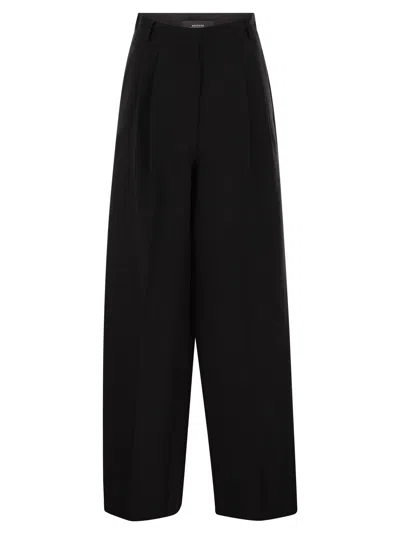 Weekend Max Mara Diletta Viscose And Linen Flared Trousers In Black