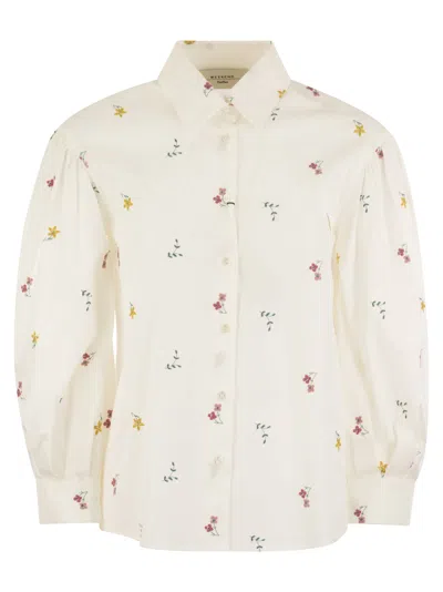 Weekend Max Mara Villar Embroidered Cotton Shirt In White