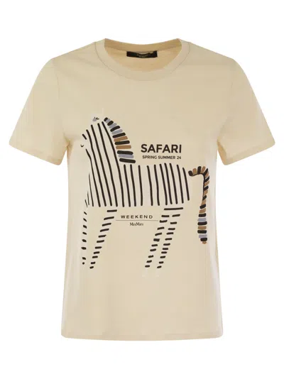 Weekend Max Mara Logo Printed Crewneck T In Safari