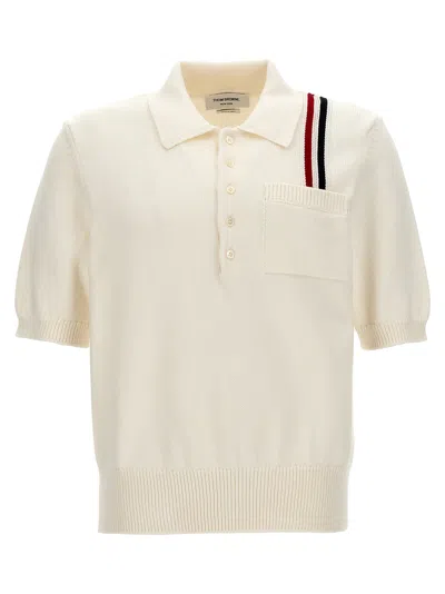 Thom Browne Jersey Stitch Polo Shirt In White