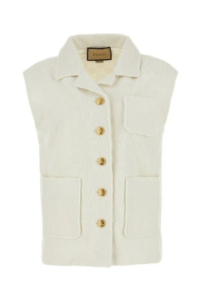 Gucci Gg Monogrammed Embroidered Waistcoat In White
