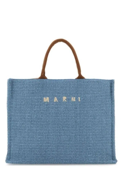 Marni Man Light-blue Raffia Big Shopping Bag