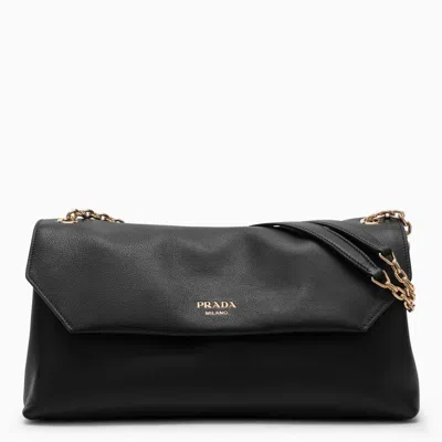 Prada Medium Leather Shoulder Bag In Black