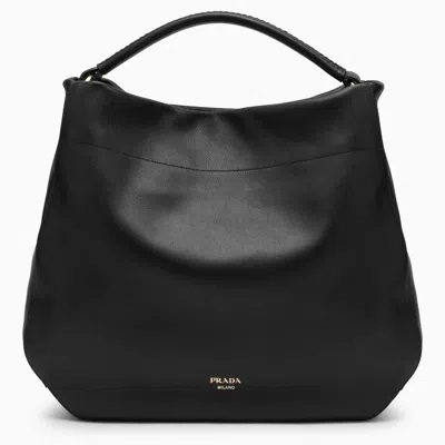 Prada Large Black Leather Shoulder Bag