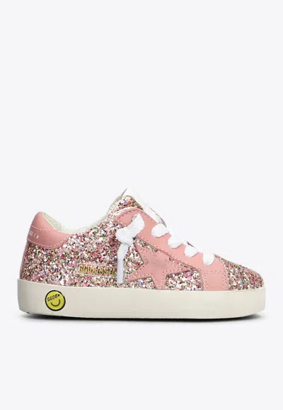 Golden Goose Db Baby Girls Super-star Glitter Trainers In Pink