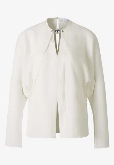 Paco Rabanne Bead-embellished Long-sleeved Blouse In White