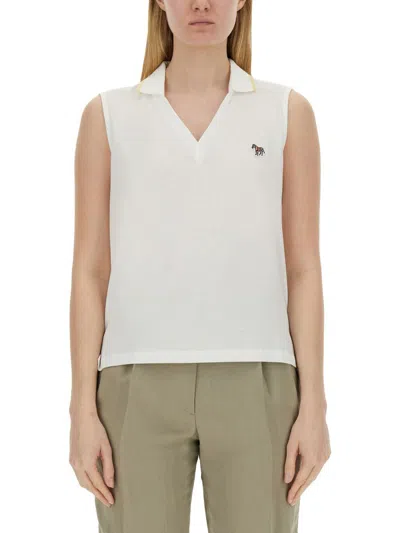 Ps By Paul Smith Zebra Polo. In White