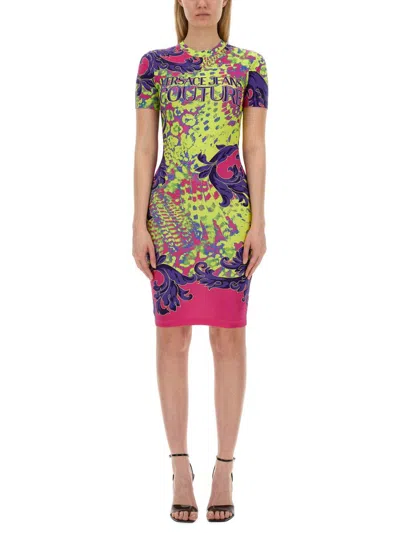 Versace Jeans Couture Dress With Print In Multicolour