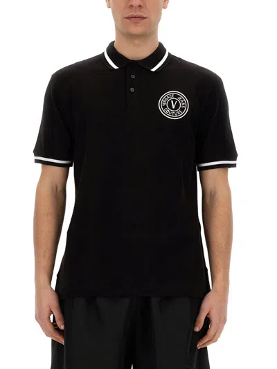 Versace Jeans Couture Polo With Logo In Black