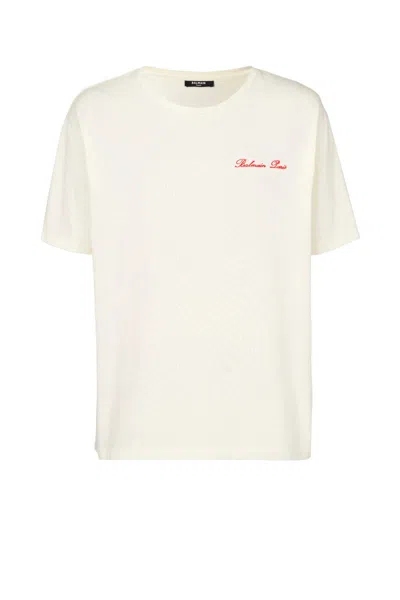 Balmain T-shirts And Polos In Creme/multicolor