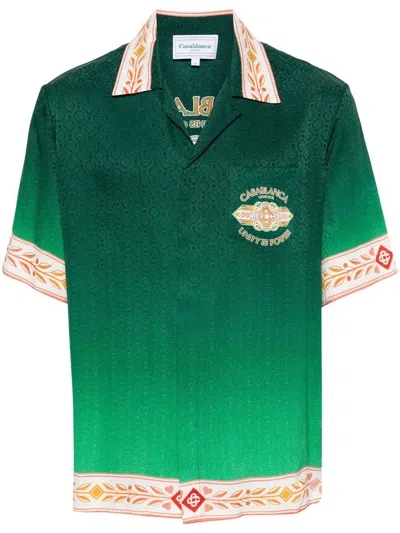 Casablanca Unity Is Power Silk Shirt In Green