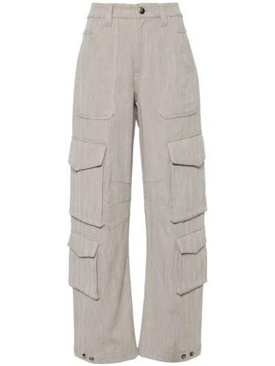 Golden Goose Herringbone Cotton Cargo Pants In Grey